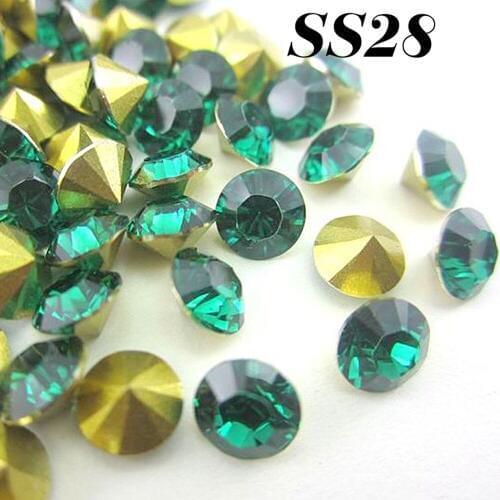 Free shipping SS28 6.0-6.2mm Dark green 144pcs Resin rhinestones Pointback,Resin Stones Pointed back for DIY Decoration