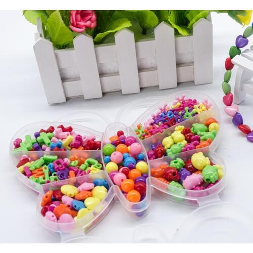 Beads Toys for Children Lacing Jewelry Necklace Girl Gift Butterfly Needlework Kids Material Learning Education Creativity Toy