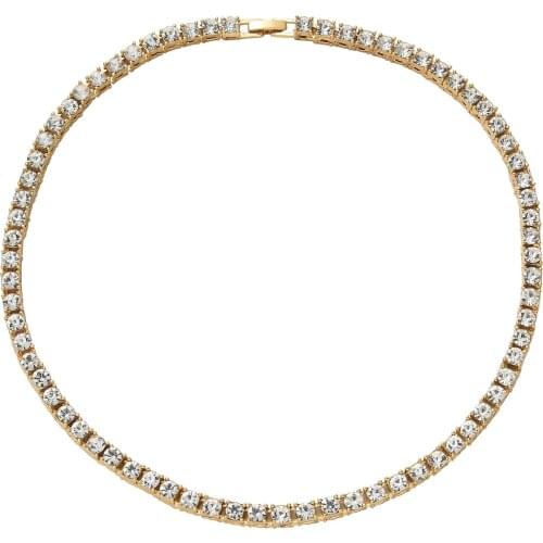 Hot 5Mm Alloy Rhinestones European And American Tennis Chain Hip-Hop Jewelry Single-Row Chain Pop Singer Rockstar Necklaces