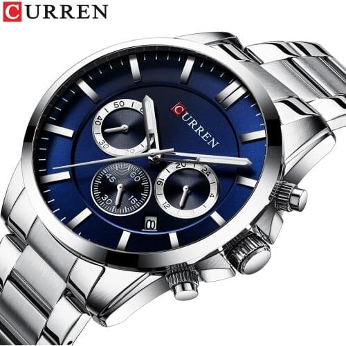 New Watches Men Top Brand CURREN Luxury Quartz Watch Mens Casual Military Chronograph Wristwatch Stainless Steel Clock saat