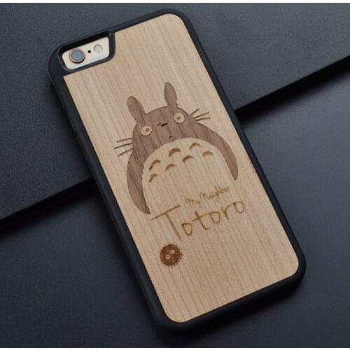 My Neighbor Totoro Phone Case For Iphone 6 s 7 8 plus X Cute Wooden Phone Cover for Huawei P10 Plus