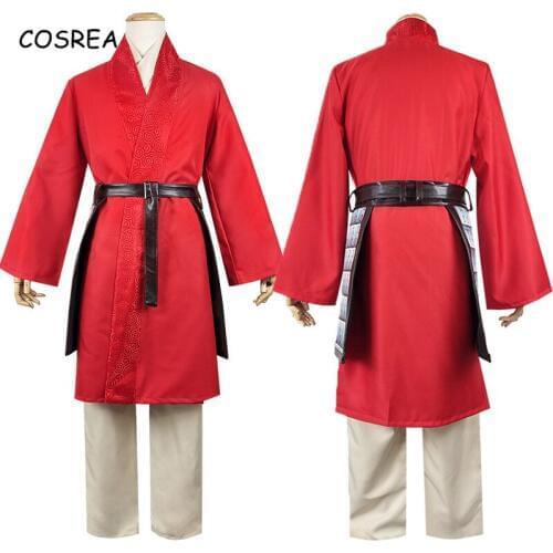 Cosrea Hot Sale Mulan Costume Hua Mulan Dress Top Pants Sets Red Outfits Coat Hanfu Korea Uniform Disfrazs Adult Women Clothing