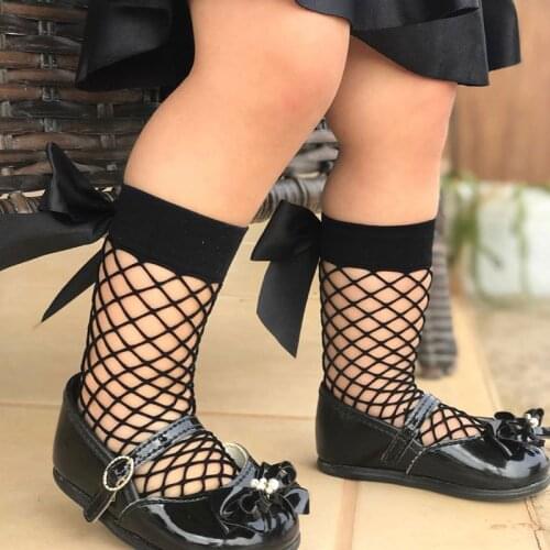 Baby Socks Girls Cotton Tube Todder Socks Mesh Bowknot Infants chaussettes filles Babies Sock Children Breathable Fishnet Sock