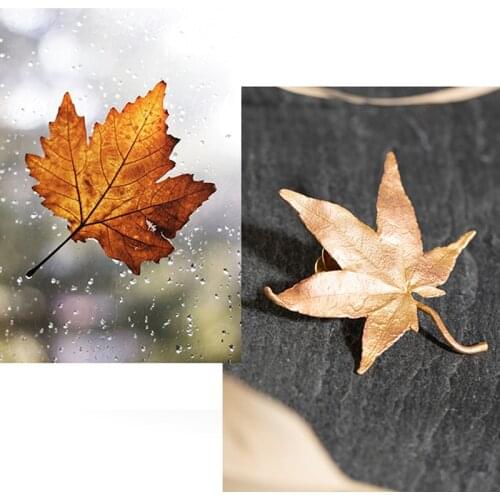 Exquisite Gold Maple Leaf Brooches For Woman Girl Simple Party Clothes Accessories Buckle Pin Brooch Gifts