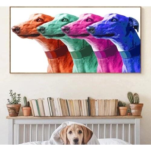 Colorful Greyhound Animal Galgo Pop Art Canvas Painting Art Poster Print Painting Wall Art Picture for living room Decor Cuadros