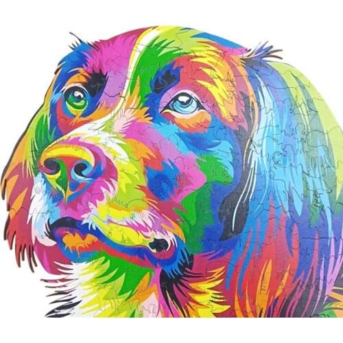 Colorful Animal Dog Shaped Wooden Puzzle 3D Assembled Jigsaw Model Toy DIY Gift