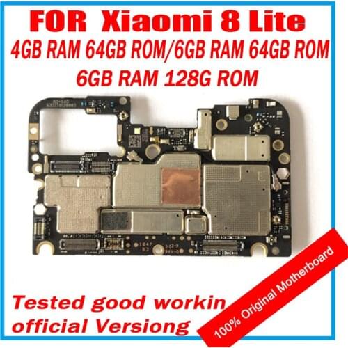 For Xiaomi 8 lite Motherboard 100% Clean Replaced Original Mainboard Android OS RAM 4GB/6GB ROM 64G/128G With Full Chips