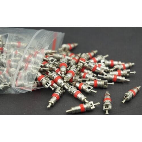 50 PCS/Lot Metal Tire Tyre Valve Stem Cores Red Banded High Heat Cores Universal Fit