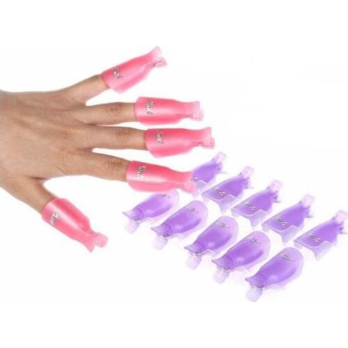 10 Pcs/lot Acrylic Reusable Gel Nail Polish Remover Wrap Nail Art Soak Off Nail Polish Remover Cleaner Clip Cap Gel Remover Tool