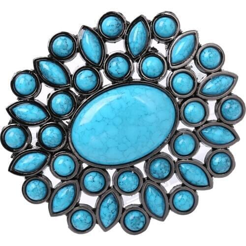 Men’s Women’s Turquoise Beads Stone Bohemian Belt Buckle Western Indian Cowboy Cowgirl
