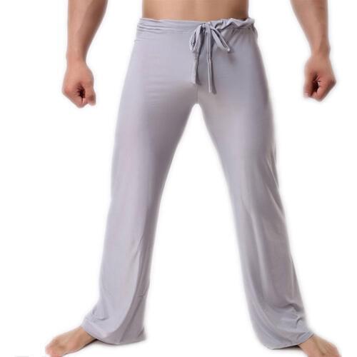 Mens Long Johns Underwear Long Pants Lace-up Full Length Loose Casual Homewear Sleepwear Nightwear Males Soft Long Trousers New