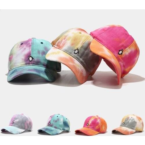 Unisex Tie-dyed Sun Hat Adjustable Vintage Casual Baseball Cap Sun Protection Hat Outdoor Sports Caps Casquette De Baseball #P2