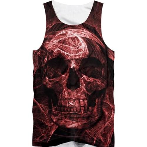 UJWI 3D Printing Mens Skull Tank Top Smog Harajuku Red Mist Oversized Vest Hip Hop Sleeveless Garment Fast Delivery Dropship