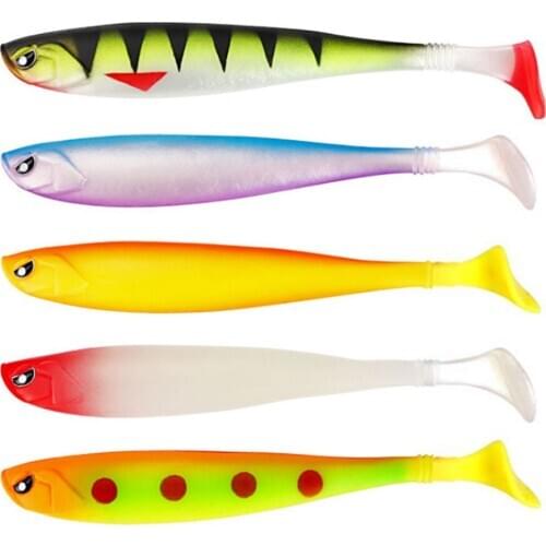 T-tailed soft fish 12cm/10g Rainbow fish with grooves on the back. PVC soft simulation bait