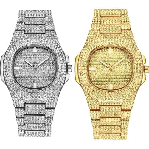 4 Colors Men Iced Out Watches Luxury Date Quartz Wrist Watches With Micropave CZ Watch For Women Men Hip Hop Jewelry