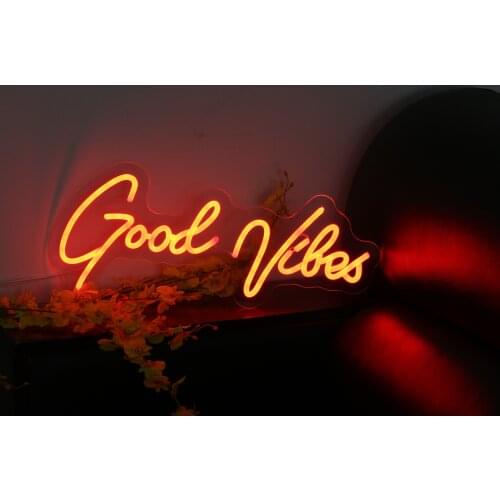 Good Vibes Neon Custom Led Flex Neon Sign Visual Art Bar Pub Club Wall Hanging Flexible Lighting For Sign Decoration