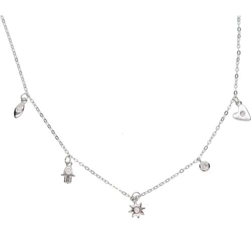 New year christmas gift 100% 925 sterling silver love star hand cz paved delicate dainty charm layer necklace for girls