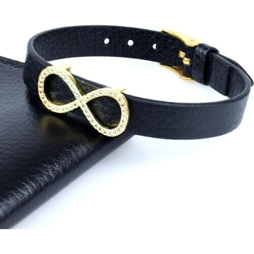 New Unlimited "8" Love Leather Charm Bracelet Punk Wind with Shiny Cubic Zircon Love Bracelet for Male Women Party Jewelry Gift