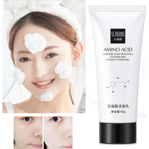 Amino Acid Facial Cleanser 60ml Whitening face cleanser Deep Fresh Hydrating Moisturizing Foam Brightening face wash