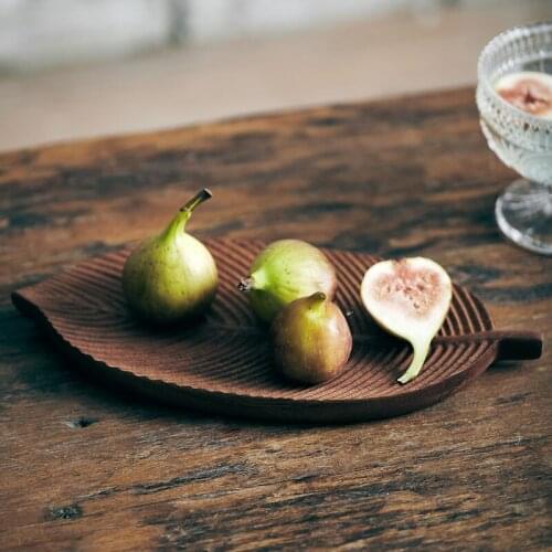 Japan Style Creative Leaf Shaped Incense Sandalwood Tray Bread Pallet Fruit Dessert Plate Multi-functional Dish Kitchen Supplies