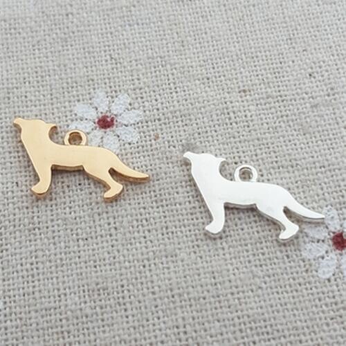 RONGQING 20pcs/lot 11*20MM German Shepherd dog animal charms for jewelry making DIY Alloy Pet Pendant Necklaces Wholesale