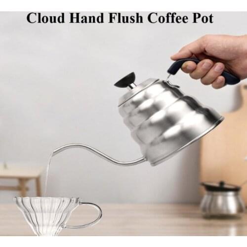 Hand Coffee Pot Cloud Pot With Thermometer Stainless Steel Long Mouth Temperature Control Goose Neck Kettle Teapot Coffee Maker