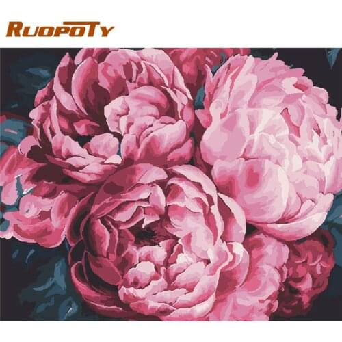 RUOPOTY 60x75cm Frame Flowers Diy Oil Painting By Bumbers Kits By numbers Scenery For Adults Home Decors Acrylic Paint