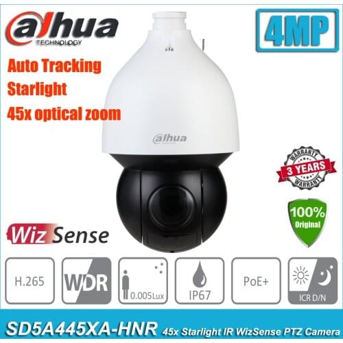 Dahua SD5A445XA-HNR 4MP PoE+ 45x Optical Zoom Auto Tracking Starlight IR IP67 IK10 WizSense CCTV Network PTZ IP Camera