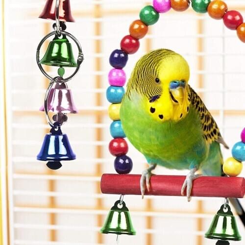 10 Pack Bird Cage Toys for Parrots Reliable & Chewable - Swing Hanging Chewing Bite Bridge Wooden Beads Ball Bell Toys