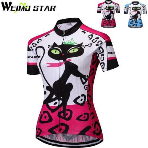 WEIMOSTAR Sportswear Team Ropa Ciclismo Cat Style Girls Cycling Jersey Bike Bicycle Short Sleeve Cycling Clothing Tops