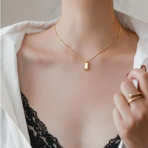 YUN RUO 2020 Not Fade 18K Gold Plated Vintage Gold Bar Pendant Necklace Woman Jewelry Fashion Titanium Stainless Steel Accessory