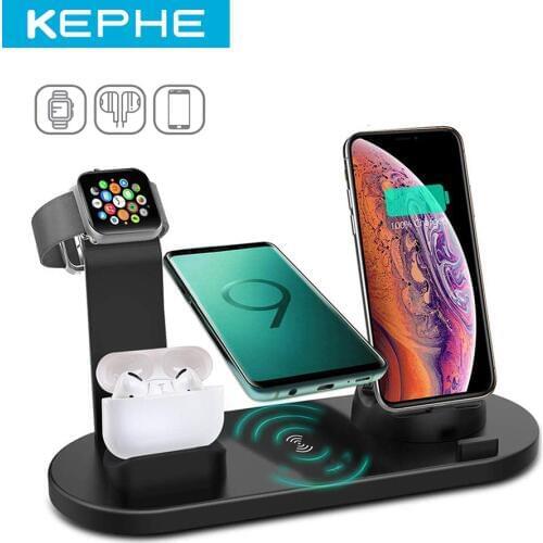 KEPHE 4 in 1 Wireless Charging Induction Charger Stand For iPhone 11 Pro X XS Max XR 8 Airpods Pro Apple Watch Docking Station