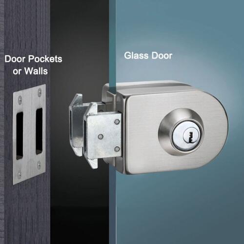 Frameless Glass Door Lock Single Door Double Unlock Stainless Steel Office Door Lock with 3PCS Keys KF1077