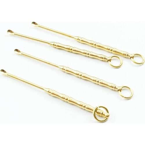 1PCS Portable Handmade Brass Spiral Shape Smoke Pipe Ear Cleaner Earwax Spoon Earpick Keychain Pendant Tool Accessories