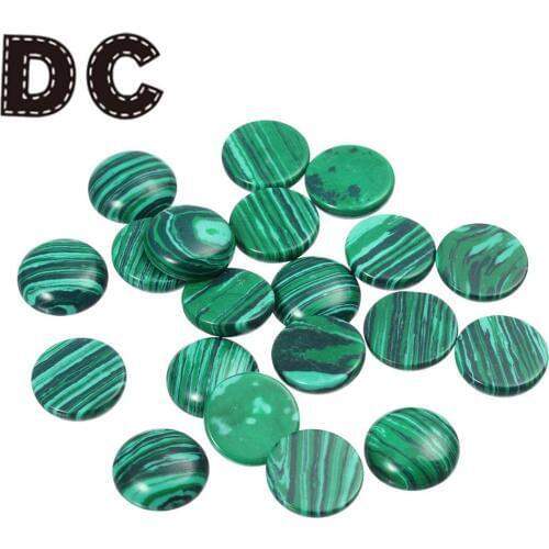 20pcs/lot Natural Stone Cabochon Cameo Round Malachite Loose Beads Dia 4/6/8/10/12/16/18mm DIY Necklace Earring Jewelry Making