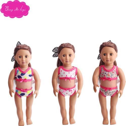 18 inch Girls doll swimsuit 2 pcs backless bathing suit bikini American newborn Dress Baby toys fit 43 cm baby dolls c166-c168