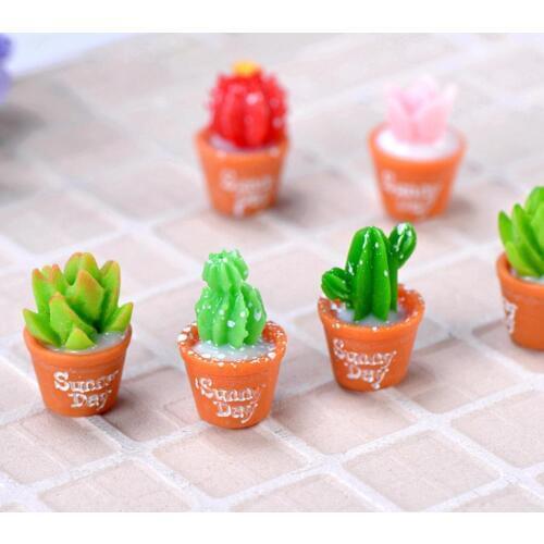 2Pcs Resin Fake CactusMiniature Micro Landscape DIY Succulent Eco-Friendly Home Office Desktop Decorations