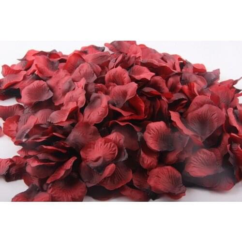 2000pcs/Lot Red With Black Silk Rose Petals Artificial Flower For Wedding Table Decorations Event Party Supplies Petals