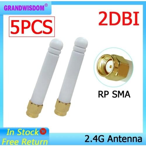 5pcs 2.4 GHz WiFi Antenna 2dBi Aerial RP-SMA Male Connector 2.4ghz antena wi fi antenne For Wireless Router Wifi Booster