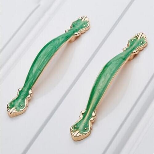 64mm 96mm 128mm European fashion Emerald green dresser cupboard door handles rose gold drawer tv table pulls knobs 5"