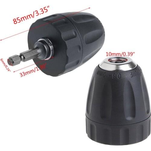 D08D 0.8-10mm Keyless Drill Chuck Converter 3/8" 24UNF + 1/4" Hex Shank SDS Adaptor