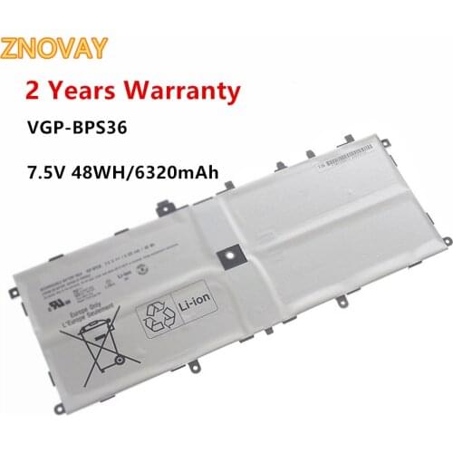 ZNOVAY VGP-BPS36 Laptop Battery For Sony for Vaio Duo 13 Convertible Touch 13.3" SVD13211CG 7.5V 48WH/6320mAh