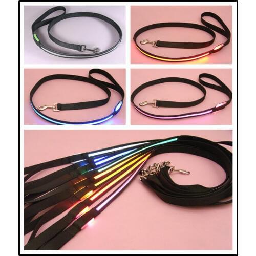 Free Shipping Pet Product LED Dog Collar Leashs Set Pets Safety Leash Rope Flashing Lighting Led Necklace Collar For Dog