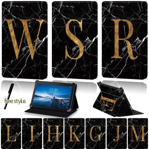 PU Leather Anti-fall Tablet Case for Lenovo Tab E7 /Tab E8 /Tab E10 Universal Blackmarble Pattern Series Protection Case+Stylus