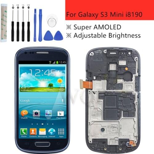 For Samsung Galaxy S3 Mini LCD Display Screen Touch Digitizer Assembly with frame I8190 i8190N i8195 i8200 Replacement Parts