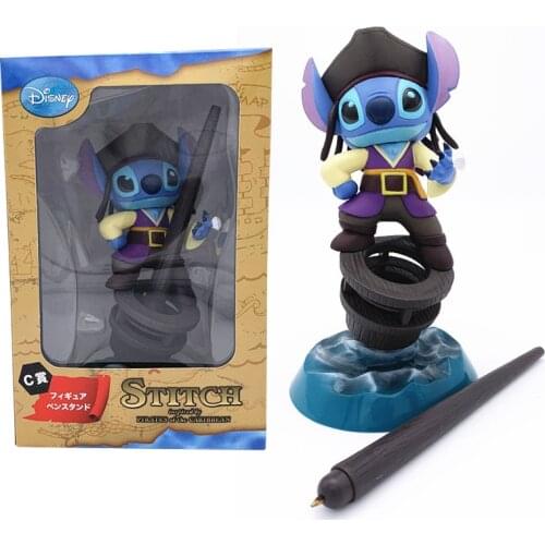 15cm Disney Lilo And Stitch Figure Toys Stitch Cosplay Pirates of the Caribbean Penholder Collectible Model Doll
