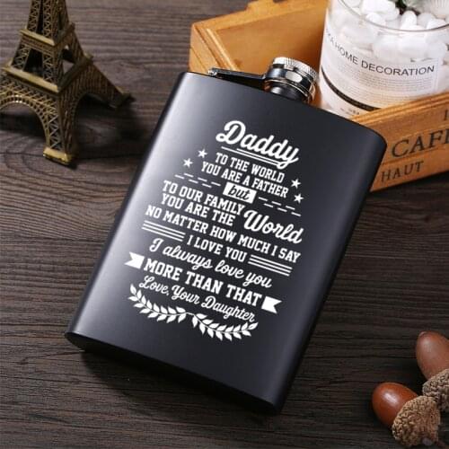 To my dad Portable Stainless Steel Hip Flask with Box as Gift Whiskey Honest Flask Bottle Russian Wine Jerry Can Hip Flask