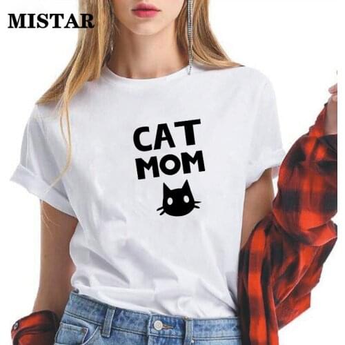 CAT MOM T Shirt Women White Tops Summer Short Sleeve Casual O-neck Tshirt Femme Cute Cartoon Printed Harajuku Women Tee Shirts