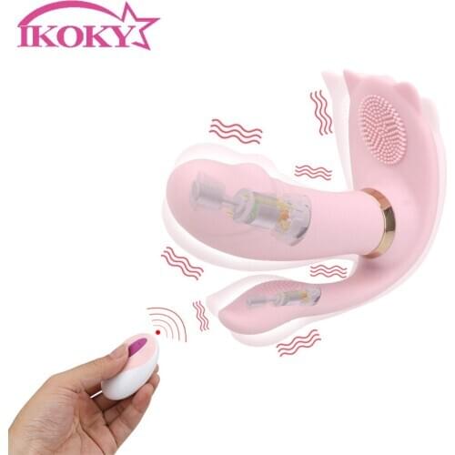 IKOKY 9 Mode Strap On Vibrator Dual Head Anal Plug Clitoris Stimulator Adult Products G Spot Erotic Sex Toys for Women