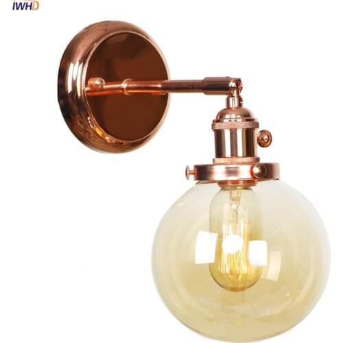 IWHD Amber Glass Ball Wall Lights For Home Lighting Mirror Stair Light Nordic Modern LED Wall Lamp Sconce Aplique Pared Wandlamp